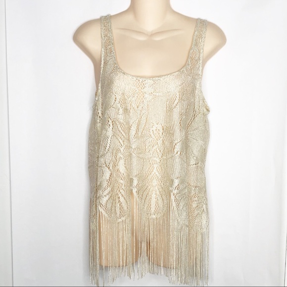Show Me Your MuMu Tops - Show Me Your Mumu | Crocheted Metallic Fringe Tank